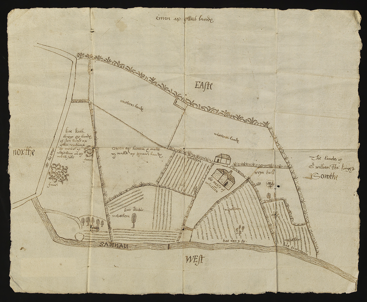 17th century map of Whitlera, Carmarthenshire