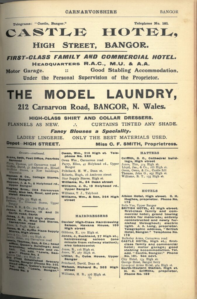 Cyfeiriadur Busnes Bennett, Bangor (Heb Ddyddiad), eitem o Archifau Gwynedd